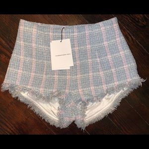 High rise tartan tweed shorts